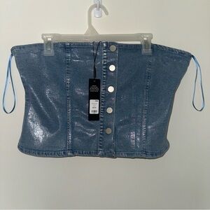 NWT Fashion Nova Metallic Denim Corset Top - 2X